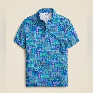 J Crew Performance Polo Shirt With COOLMAX in print size Large pattern golf tee
